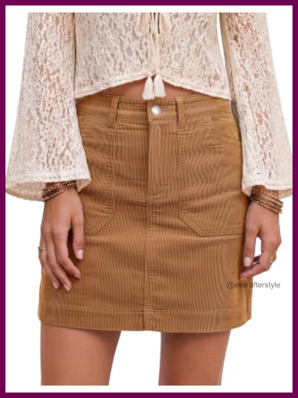 Corduroy High Waisted A-Line Short Skirt with Pockets